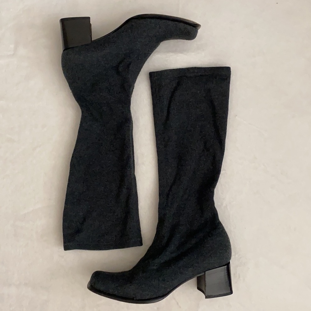 {VTG} Sesto Meucci | Pull On Chunky Heel Square Toe Stretch Sock Boots Gray (8) - Picture 15 of 15